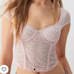 Ardene Pink Floral Crop Top